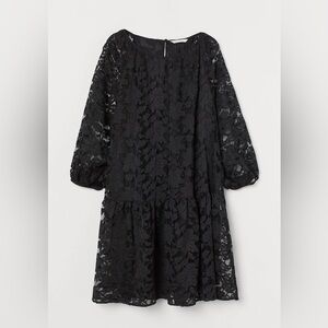 H&M Lace Dress Round Neck Black Size L
